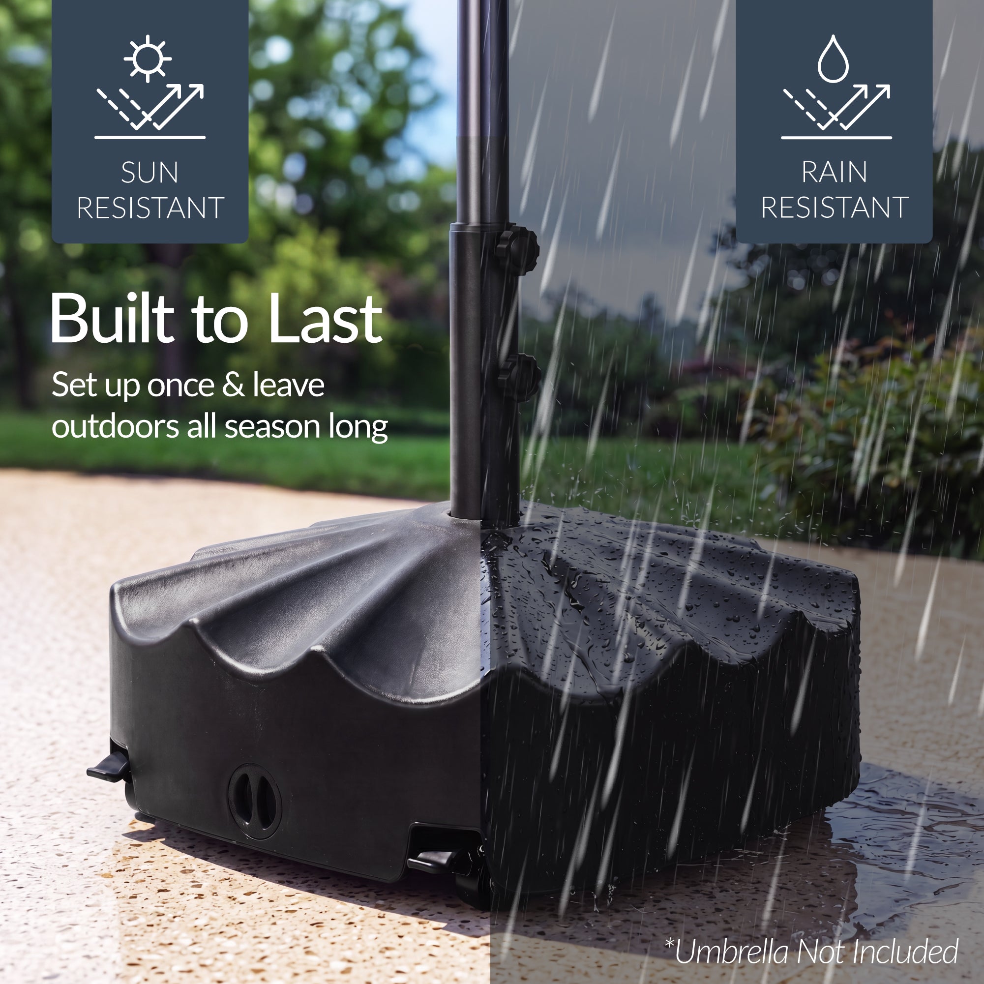 123lb Capacity Fillable Mobile Umbrella Base w/ 4 wheels - Wavy Design
