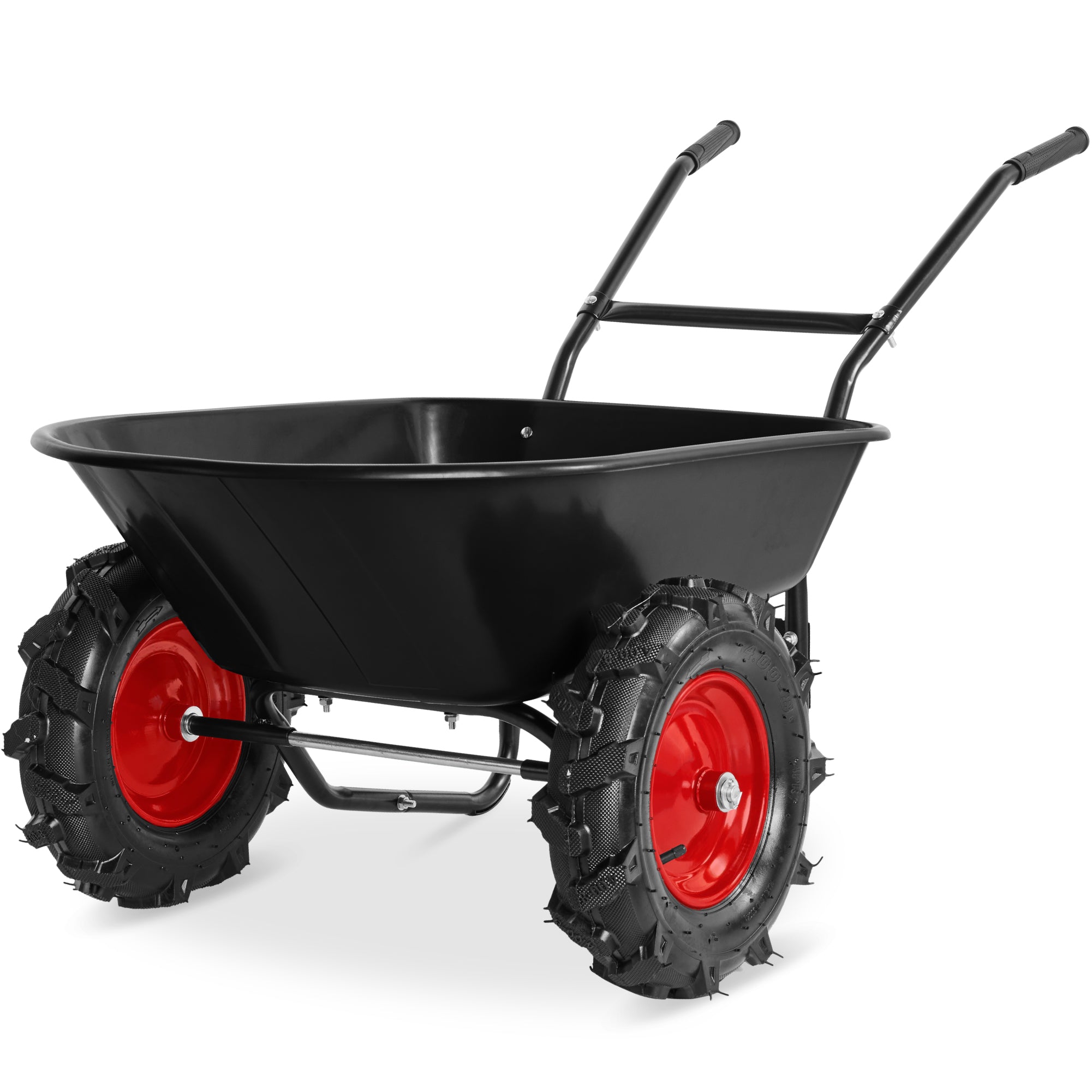 Dual-Wheel Wheelbarrow w/Built in Stand, 500lb Capacity, Extra Large Wheels