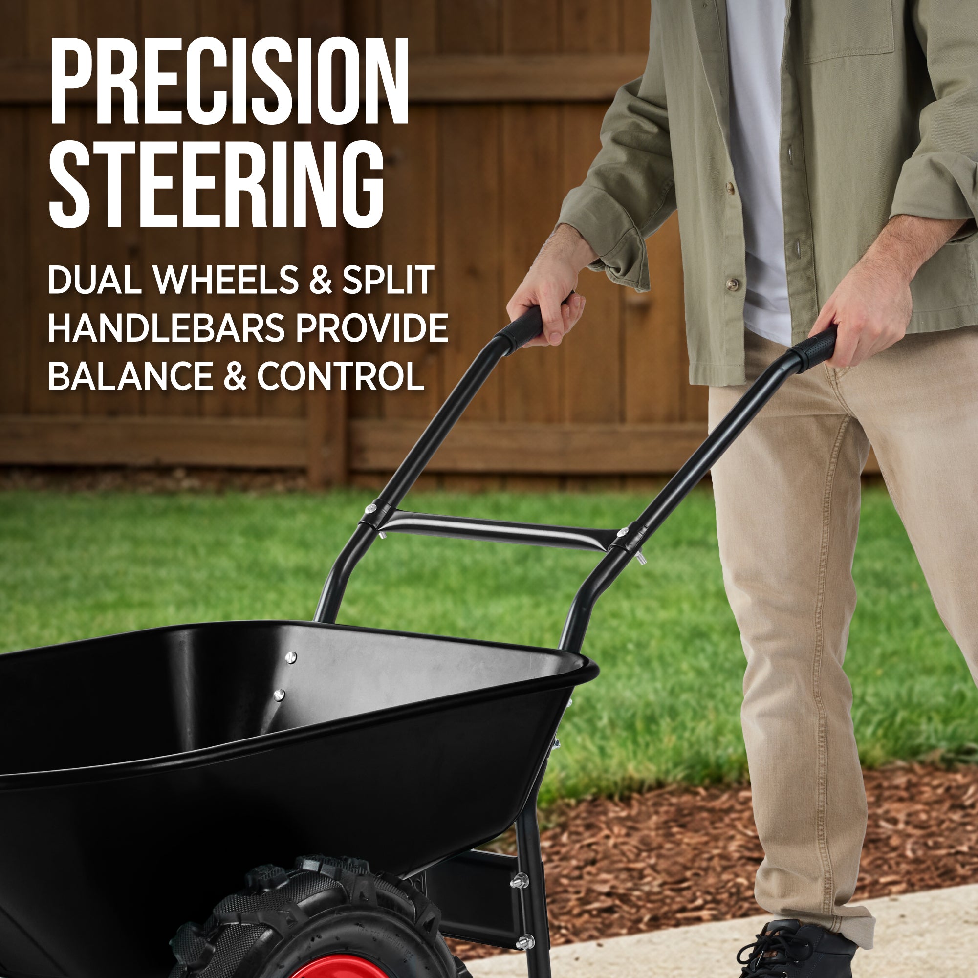 Dual-Wheel Wheelbarrow w/Built in Stand, 500lb Capacity, Extra Large Wheels