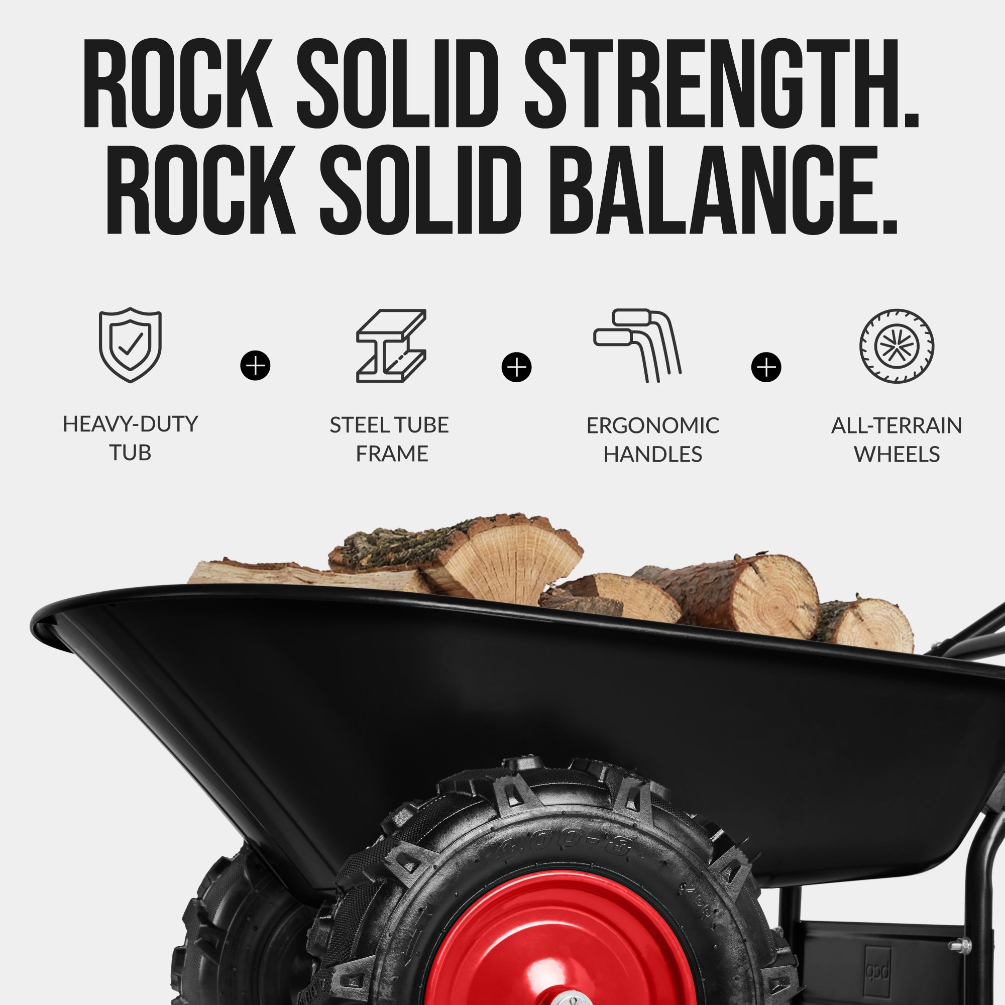 Dual-Wheel Wheelbarrow w/Built in Stand, 500lb Capacity, Extra Large Wheels