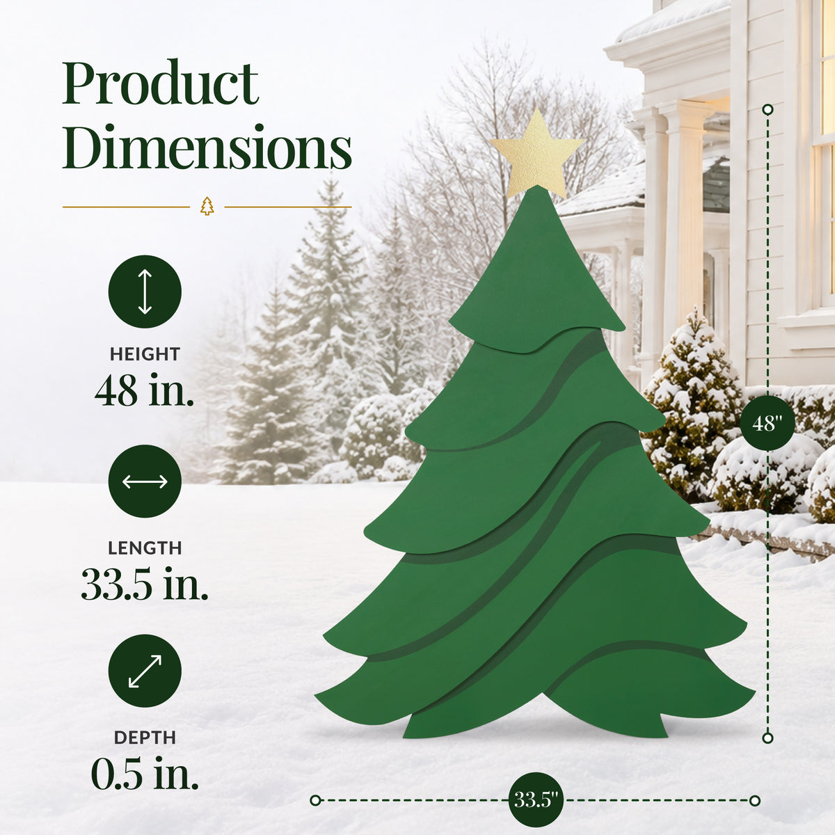 4Ft PVC Outdoor Christmas Tree Yard Silhouette 48in Weather Resistant Decor