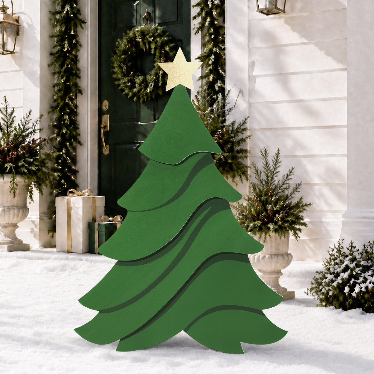 4Ft PVC Outdoor Christmas Tree Yard Silhouette 48in Weather Resistant Decor