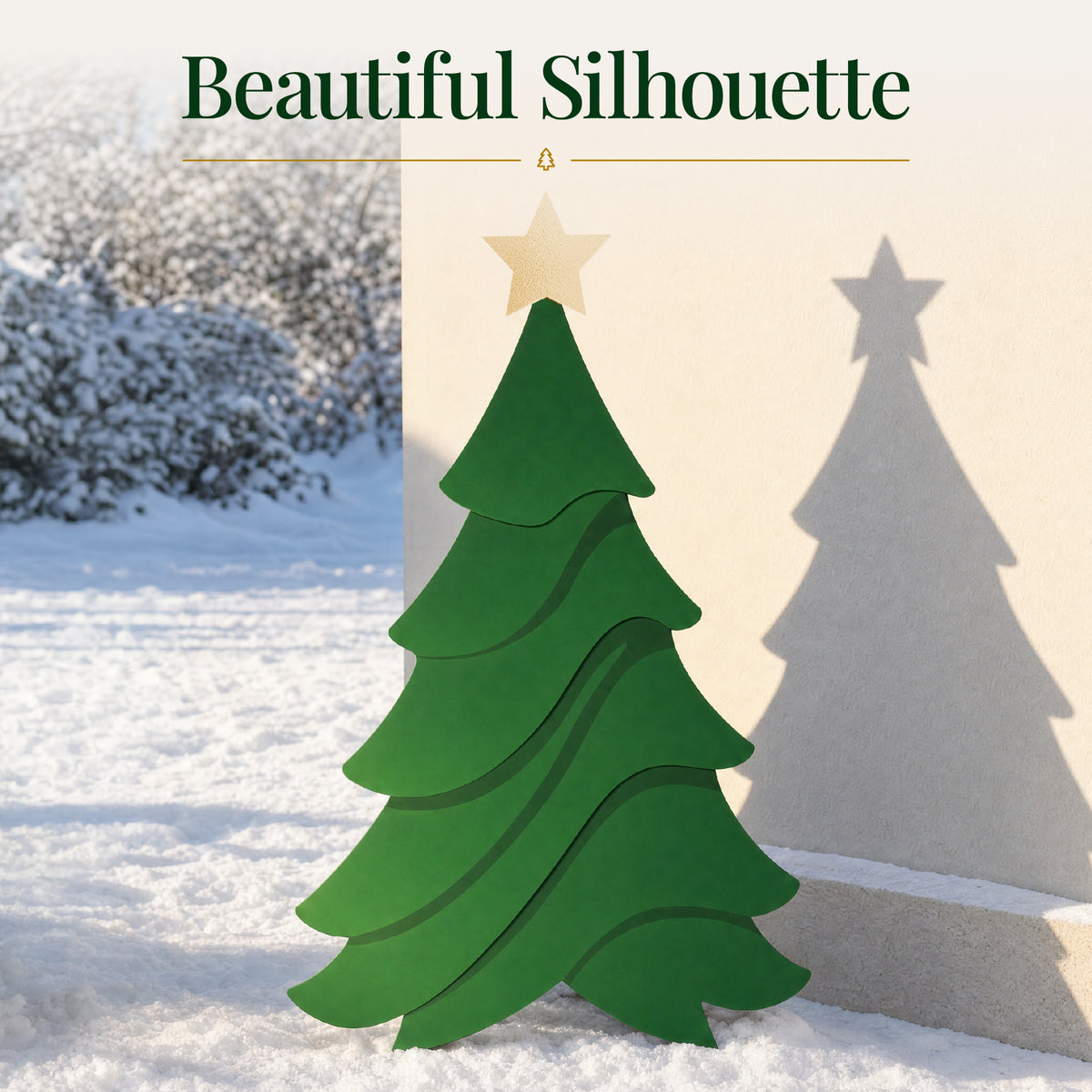 4Ft PVC Outdoor Christmas Tree Yard Silhouette 48in Weather Resistant Decor