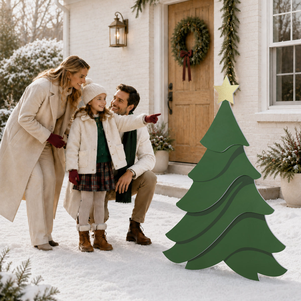 4Ft PVC Outdoor Christmas Tree Yard Silhouette 48in Weather Resistant Decor
