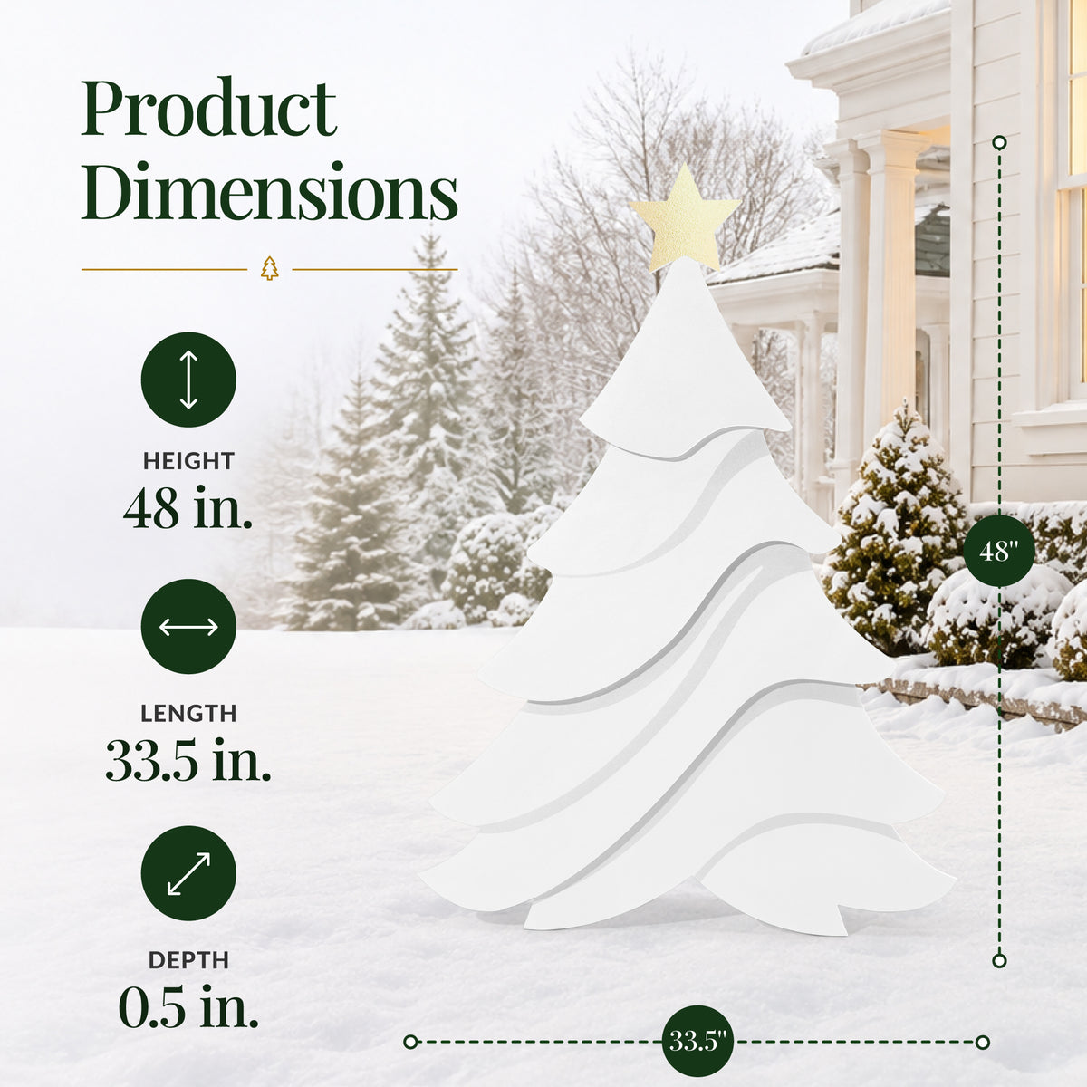 4Ft PVC Outdoor Christmas Tree Yard Silhouette 48in Weather Resistant Decor