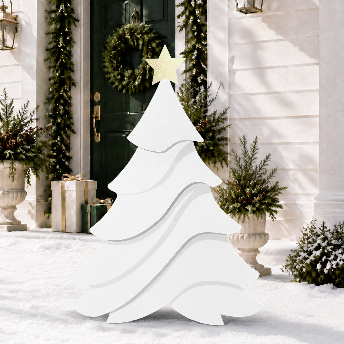 4Ft PVC Outdoor Christmas Tree Yard Silhouette 48in Weather Resistant Decor