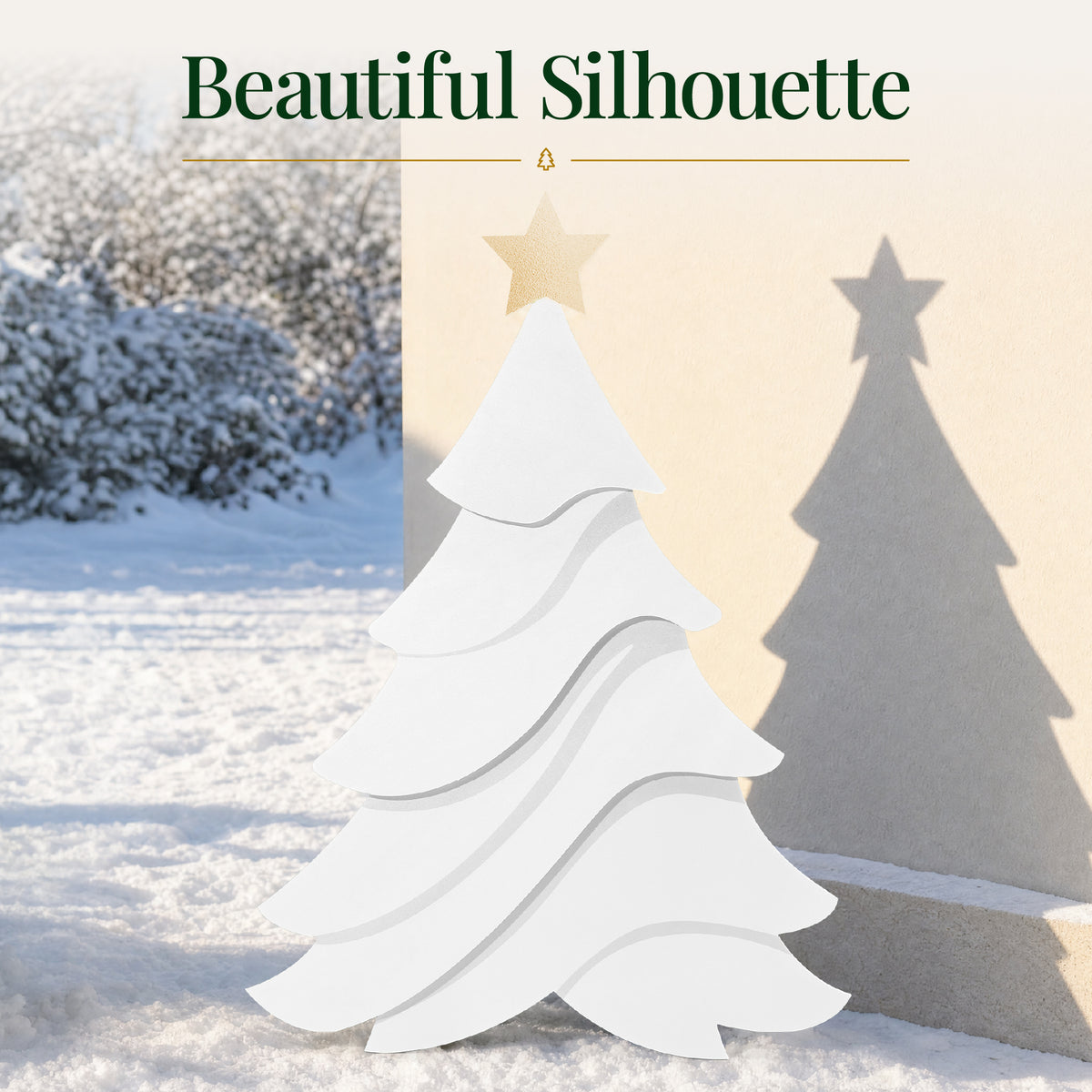 4Ft PVC Outdoor Christmas Tree Yard Silhouette 48in Weather Resistant Decor