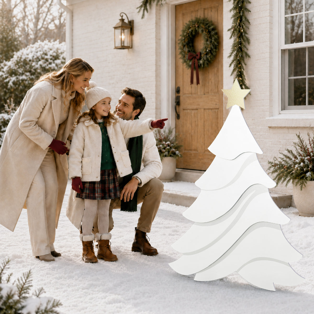 4Ft PVC Outdoor Christmas Tree Yard Silhouette 48in Weather Resistant Decor