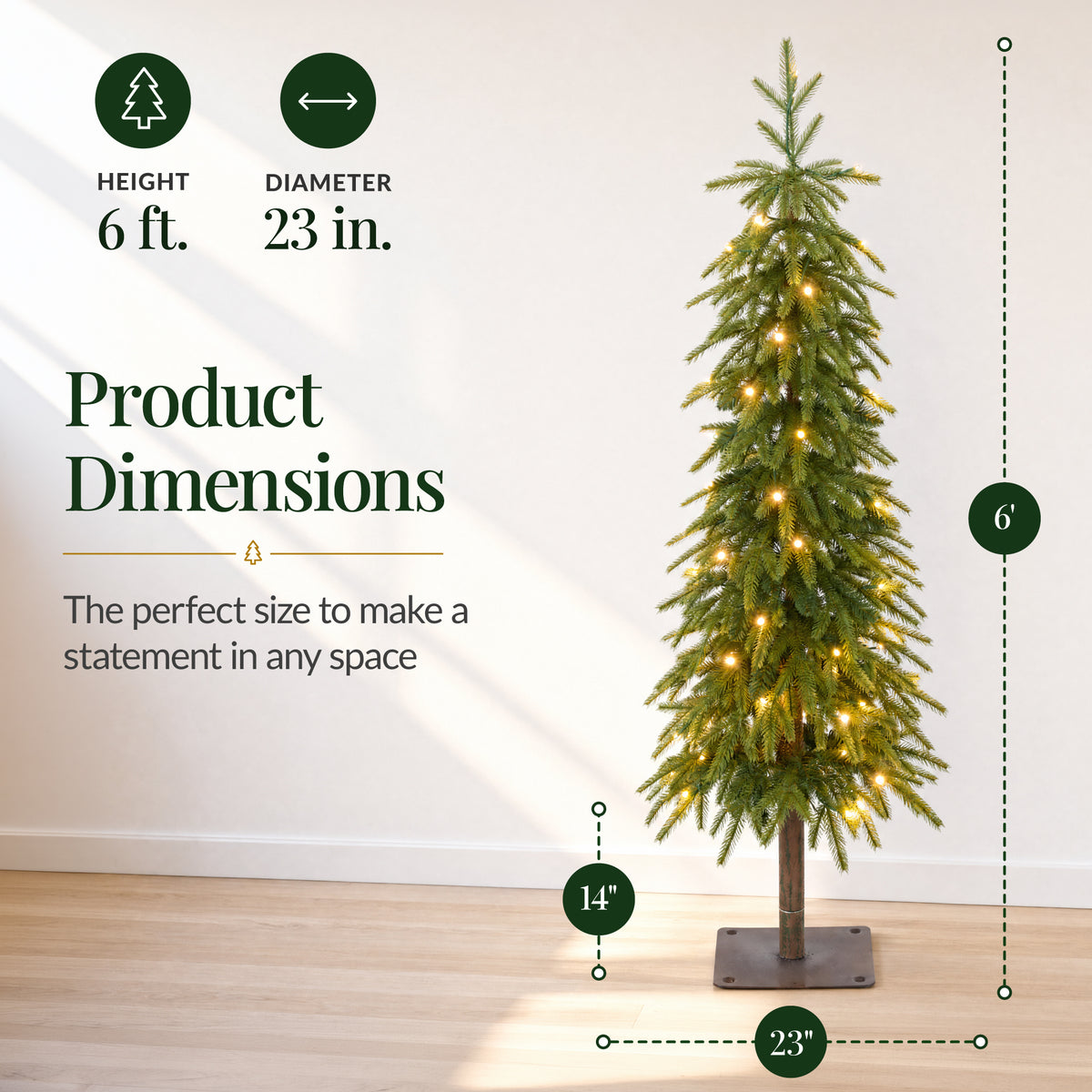 Artificial Downswept Aspen Christmas Tree Twinkling White LEDs