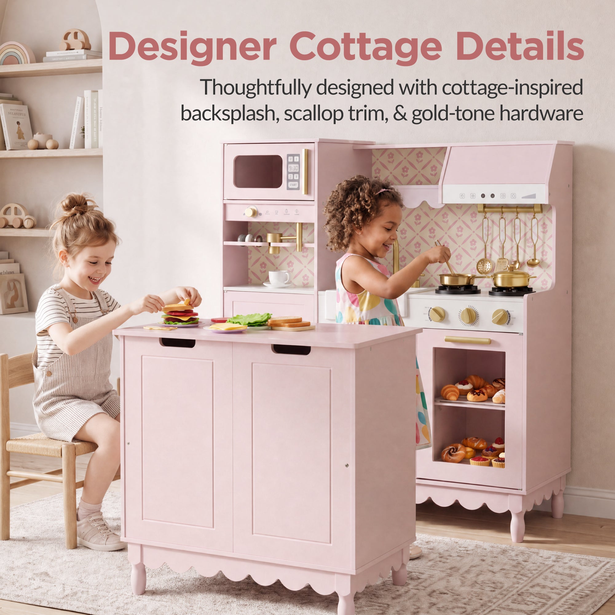Kids Play Kitchen Set with Espresso Machine, Ice Maker & Accessories
