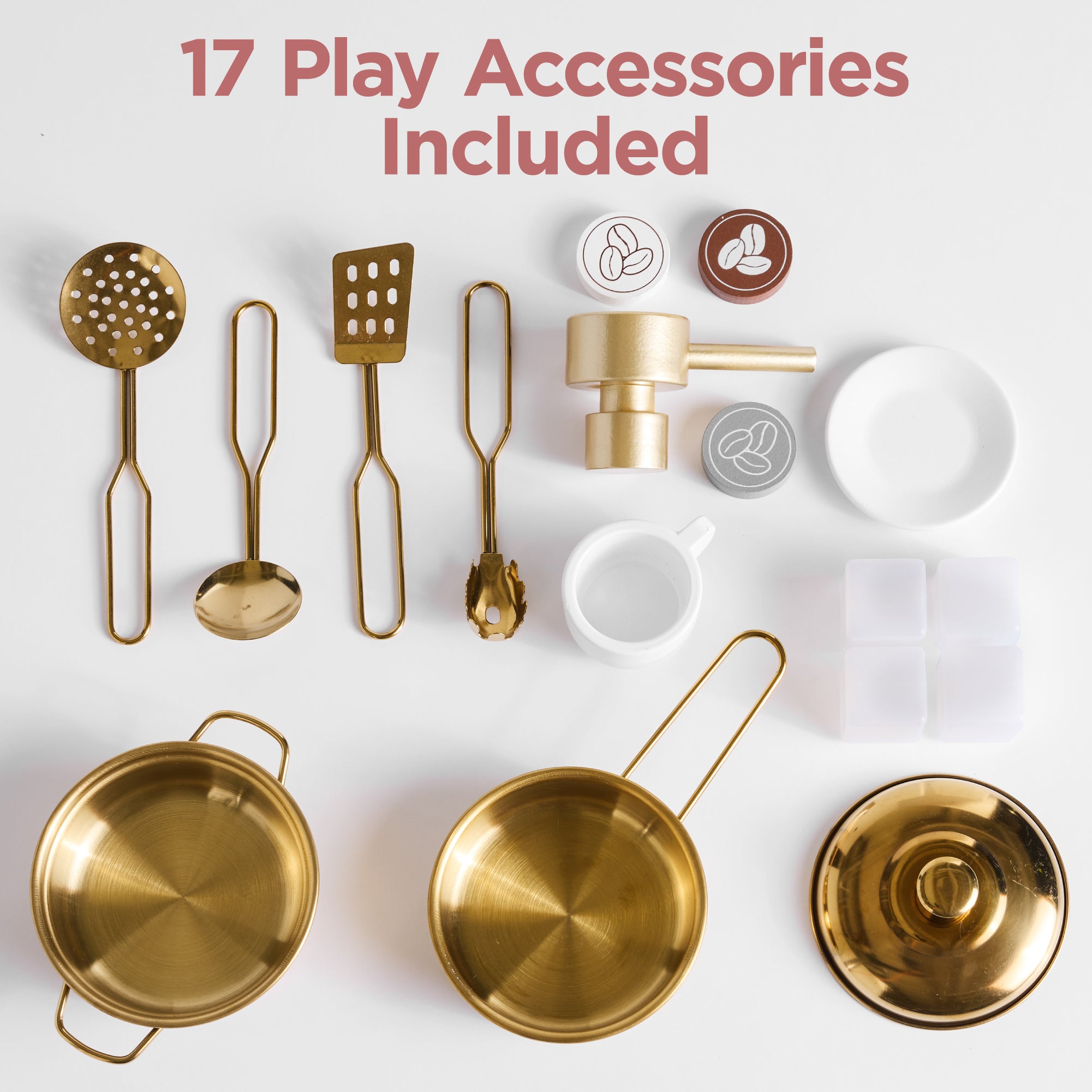 Kids Play Kitchen Set with Espresso Machine, Ice Maker & Accessories