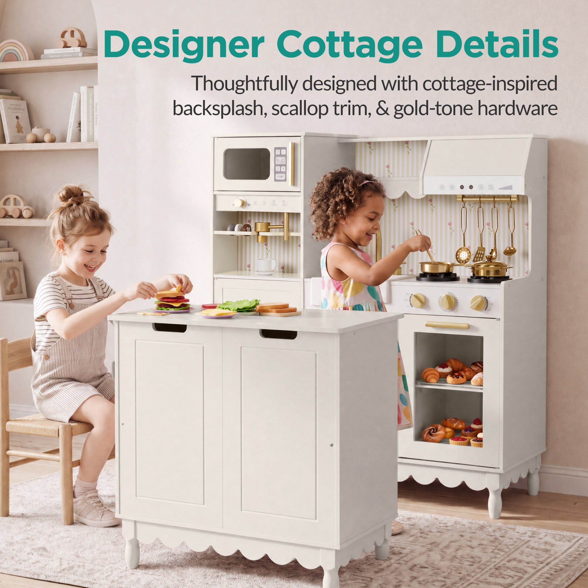 Kids Play Kitchen Set with Espresso Machine, Ice Maker & Accessories