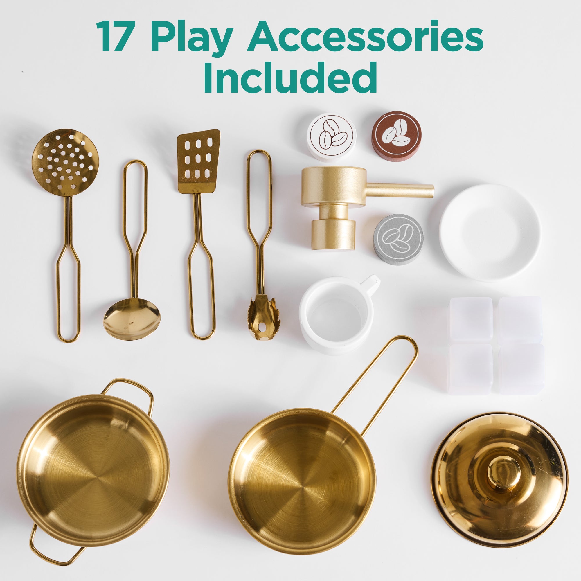 Kids Play Kitchen Set with Espresso Machine, Ice Maker & Accessories