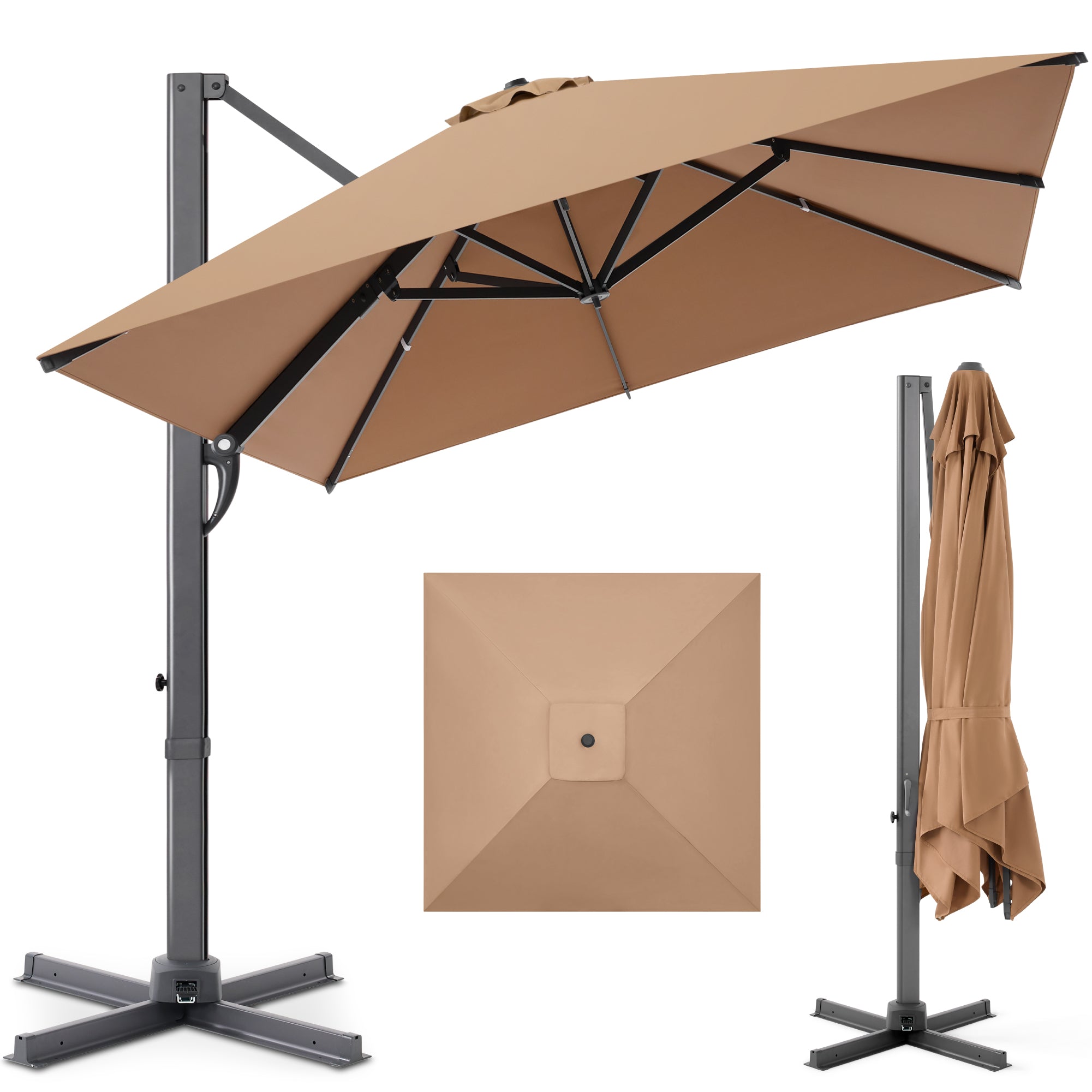 10x10 Cantilever Patio Umbrella, 5 Year No Fade Canopy