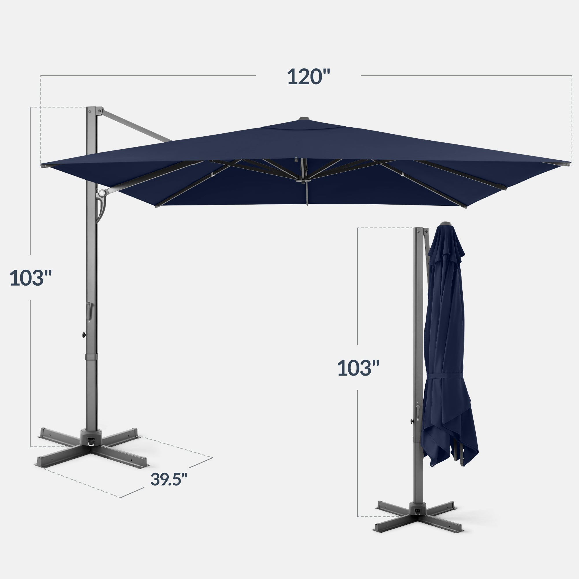10x10 Cantilever Patio Umbrella, 5 Year No Fade Canopy