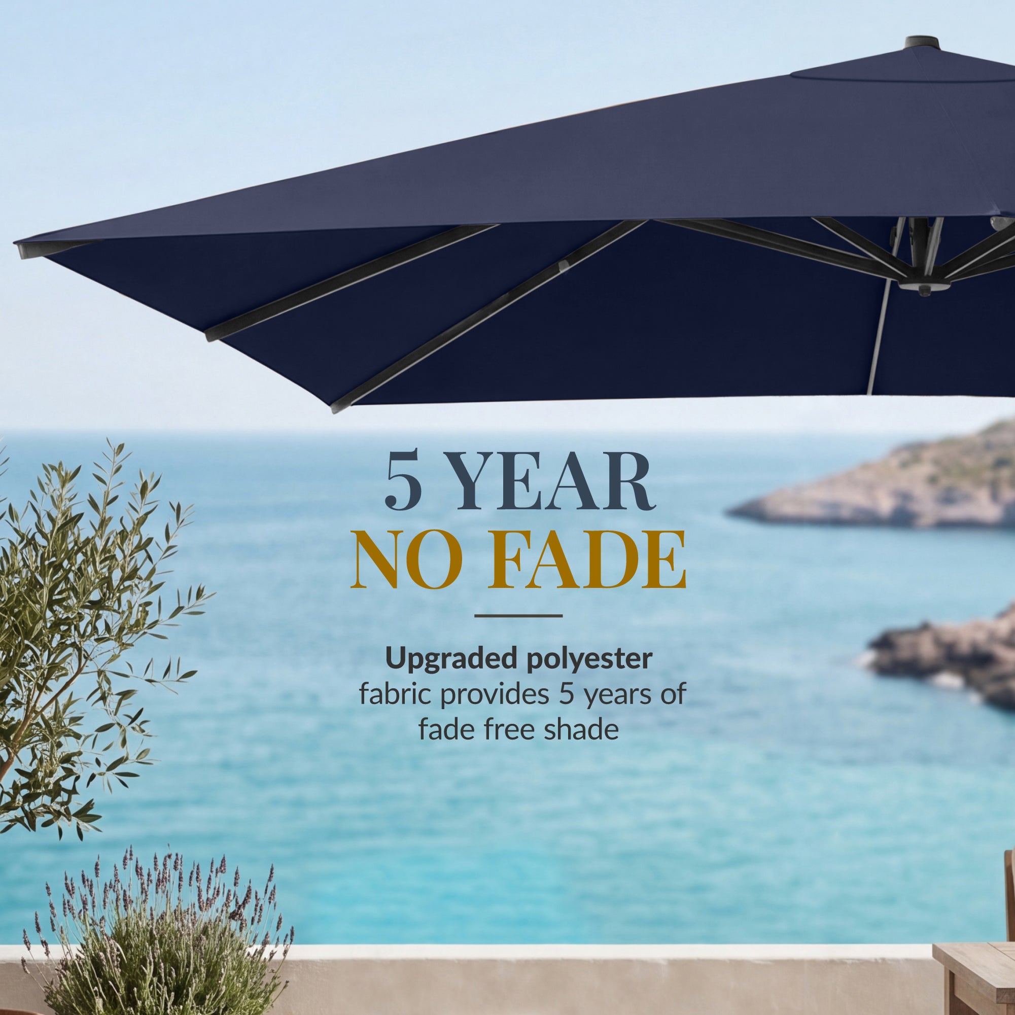 10x10 Cantilever Patio Umbrella, 5 Year No Fade Canopy