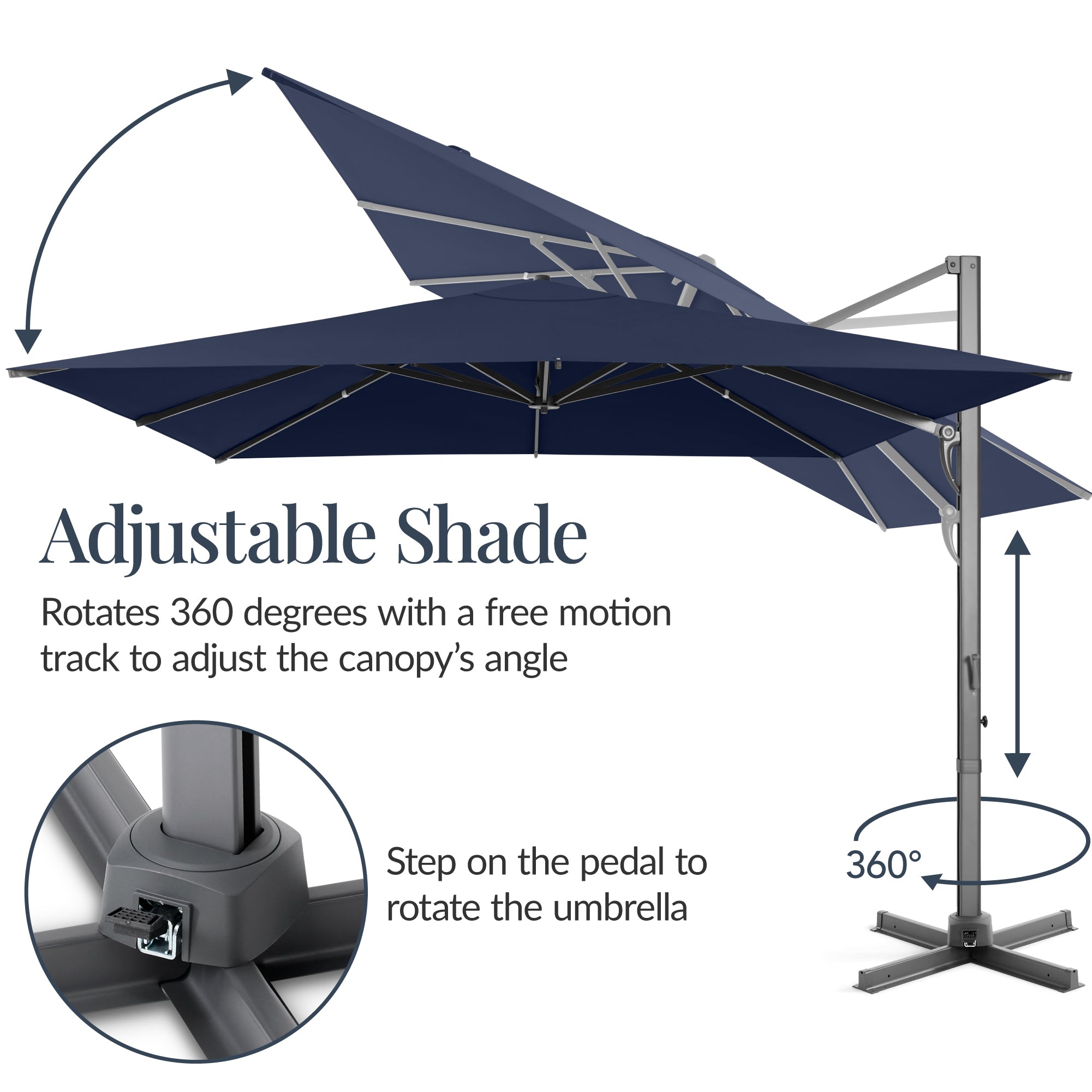 10x10 Cantilever Patio Umbrella, 5 Year No Fade Canopy