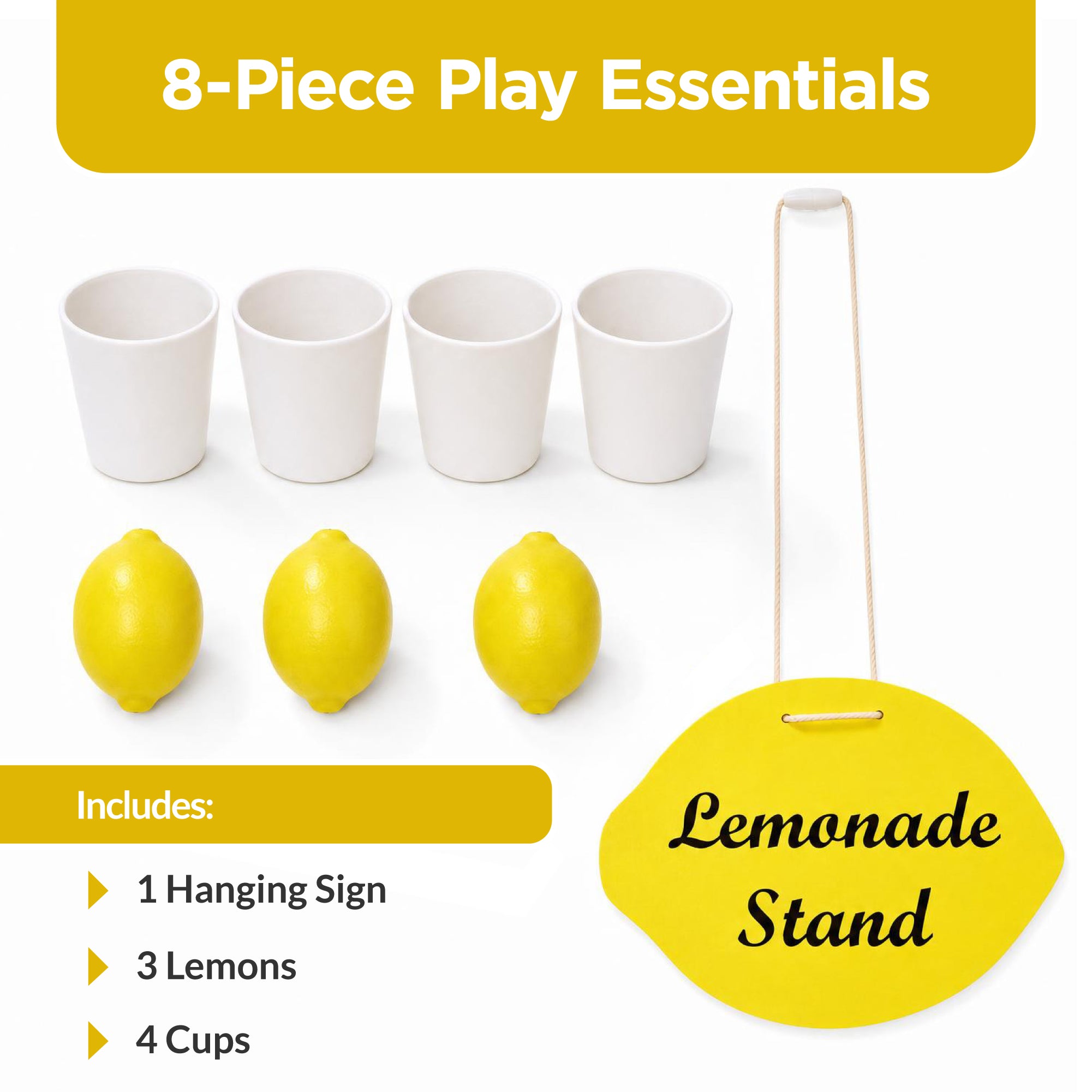 Kids Outdoor Lemonade Stand Play Kitchen w/ Canopy, Chalkboard, Wheels, 8Pcs