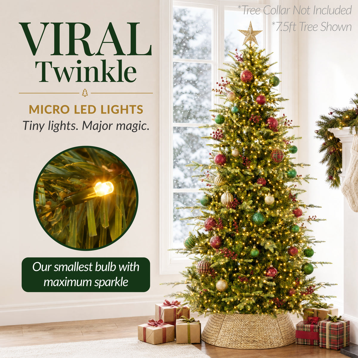 Pre-Lit Artificial Aspen Slim Christmas Tree, TwinkleMAX Ultra Bright LEDs
