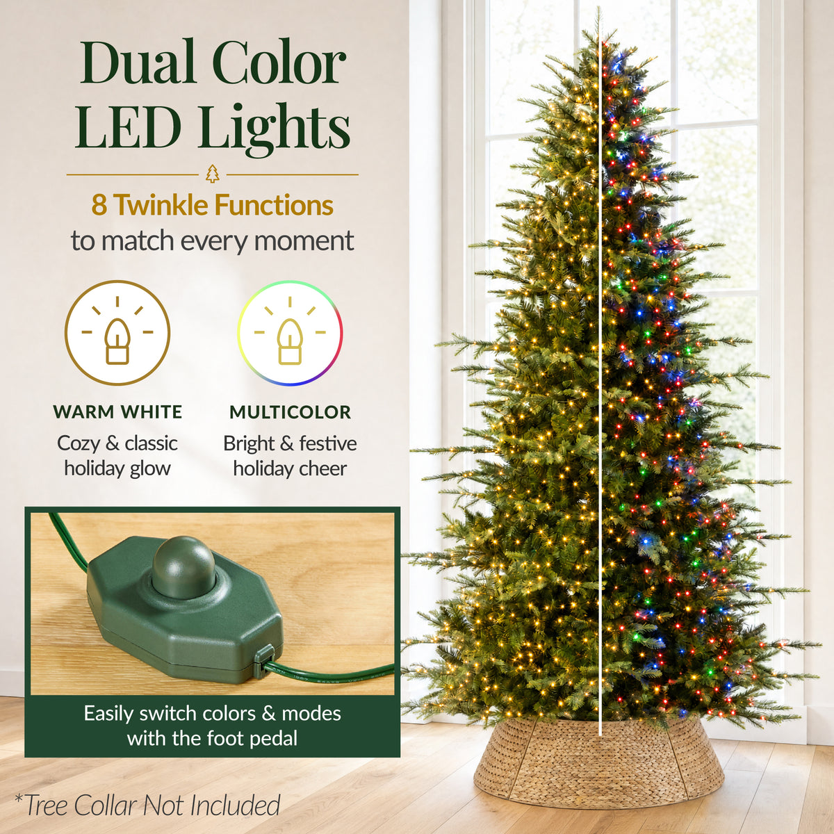 Pre-Lit Artificial Aspen Slim Christmas Tree, TwinkleMAX Ultra Bright LEDs