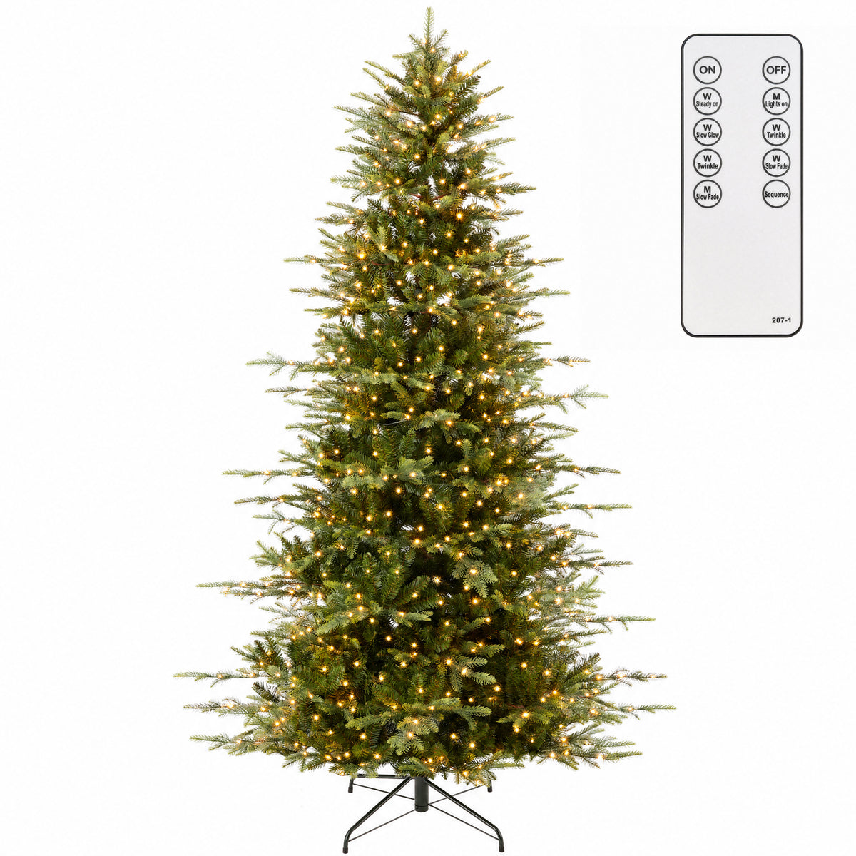 Pre-Lit Artificial Aspen Slim Christmas Tree w/ Remote Control 2in1 LEDs