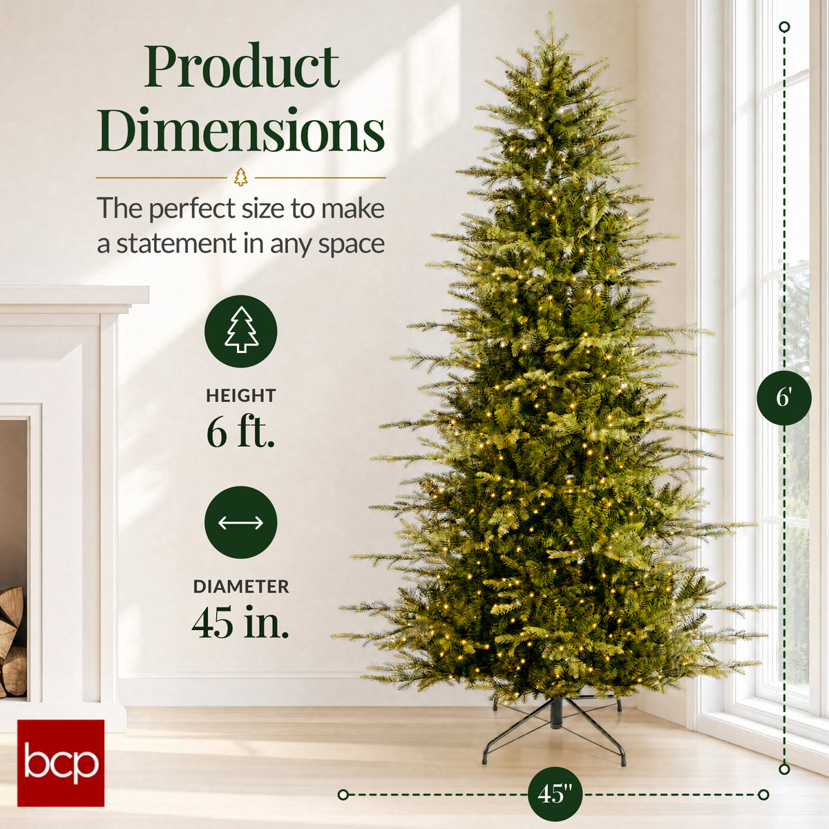 Pre-Lit Artificial Aspen Slim Christmas Tree w/ Remote Control 2in1 LEDs