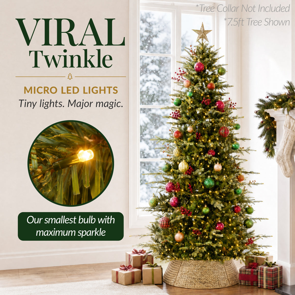 Pre-Lit Artificial Aspen Slim Christmas Tree w/ Remote Control 2in1 LEDs