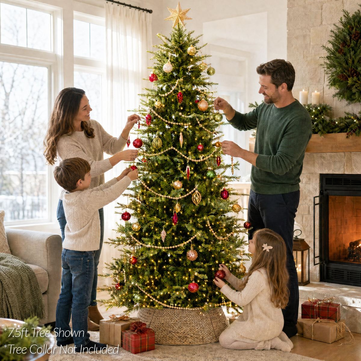 Pre-Lit Artificial Aspen Slim Christmas Tree w/ Remote Control 2in1 LEDs