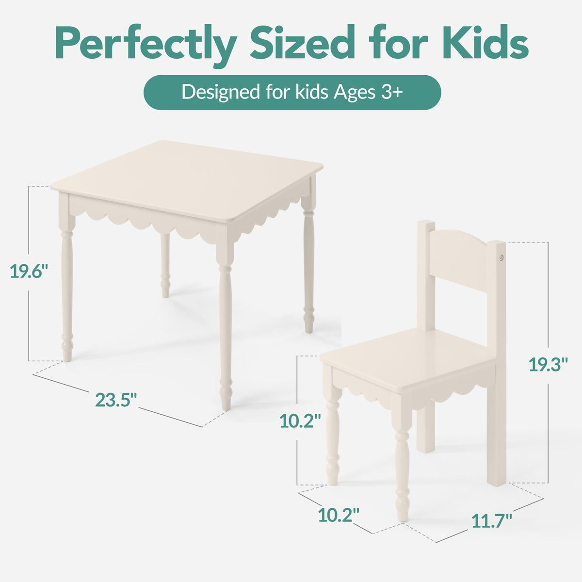 Kids Table and Chair Set, Solid Wood Toddler Activity Table