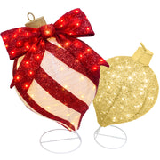2Pc Finial Christmas Ornaments Set Outdoor Lighted Holiday Yard Decor
