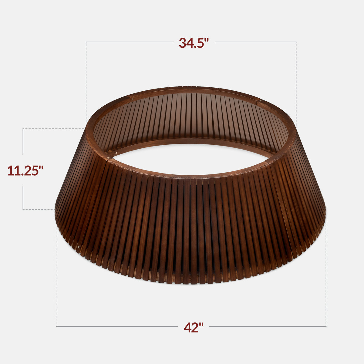 42in Christmas Tree Collar, Solid Wood Slatted Tree Skirt Holiday Accessory