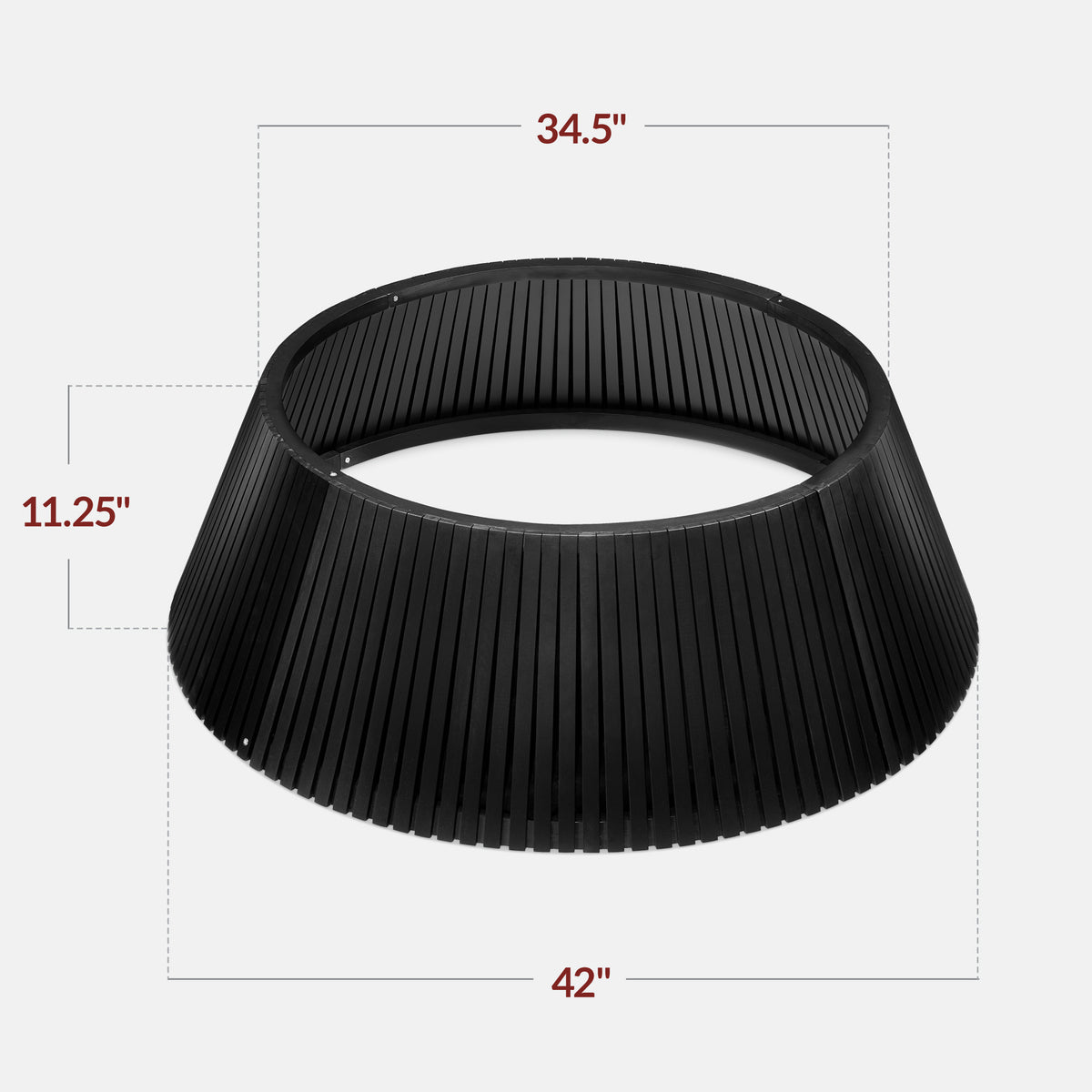42in Christmas Tree Collar, Solid Wood Slatted Tree Skirt Holiday Accessory