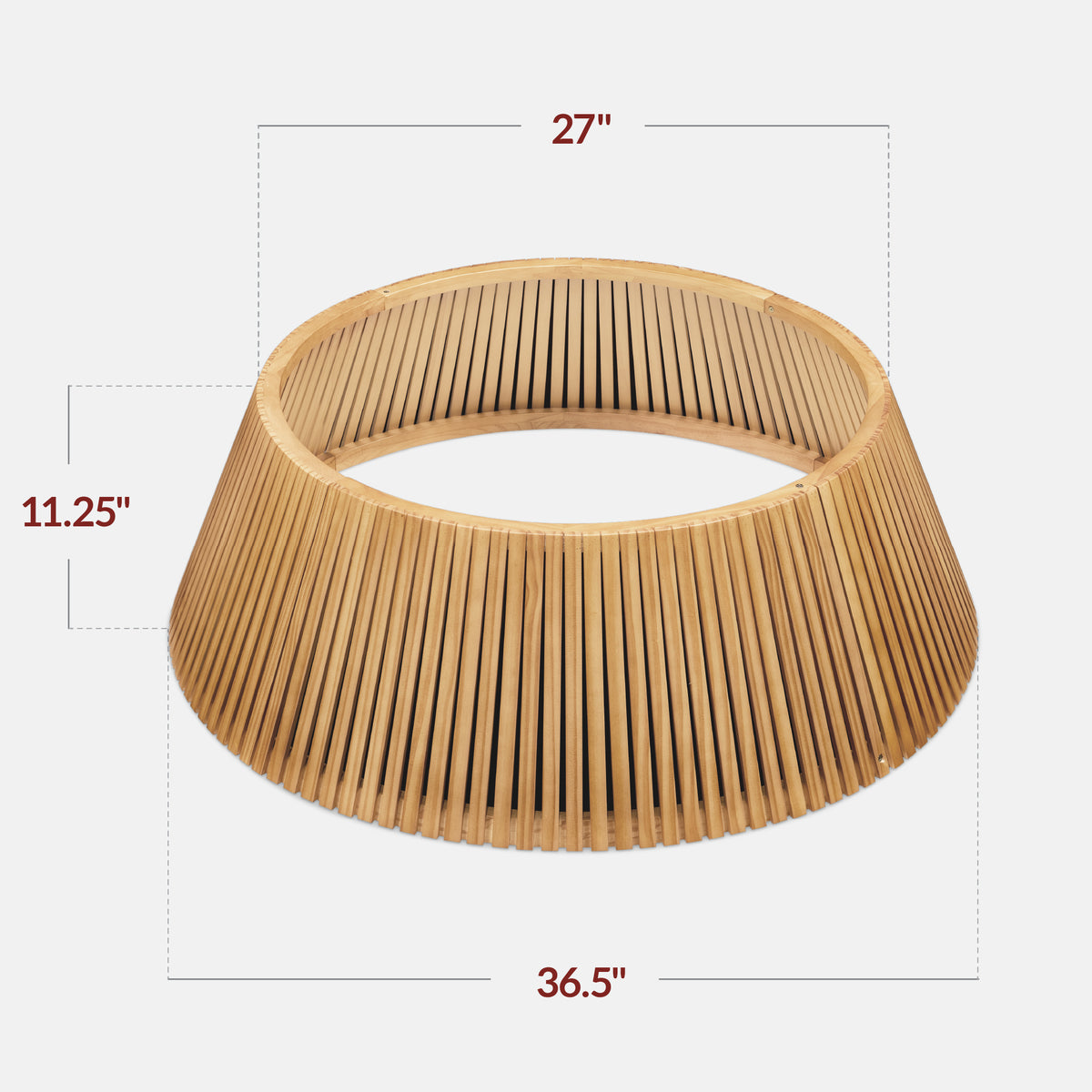36.5" Christmas Tree Collar, Solid Wood Slatted Tree Skirt Holiday Accessory