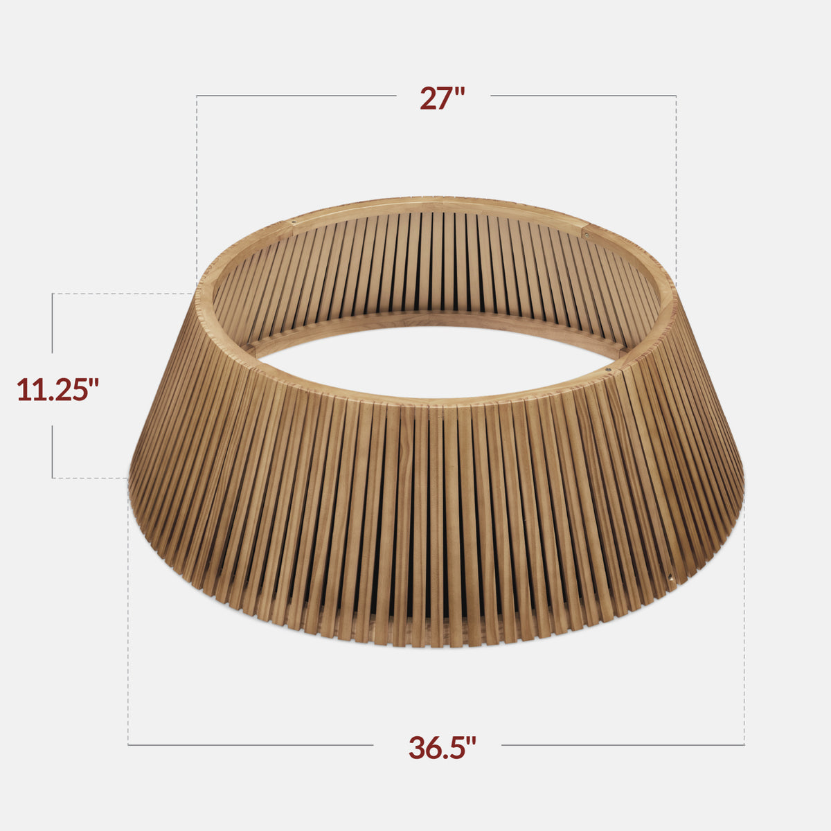 36.5" Christmas Tree Collar, Solid Wood Slatted Tree Skirt Holiday Accessory