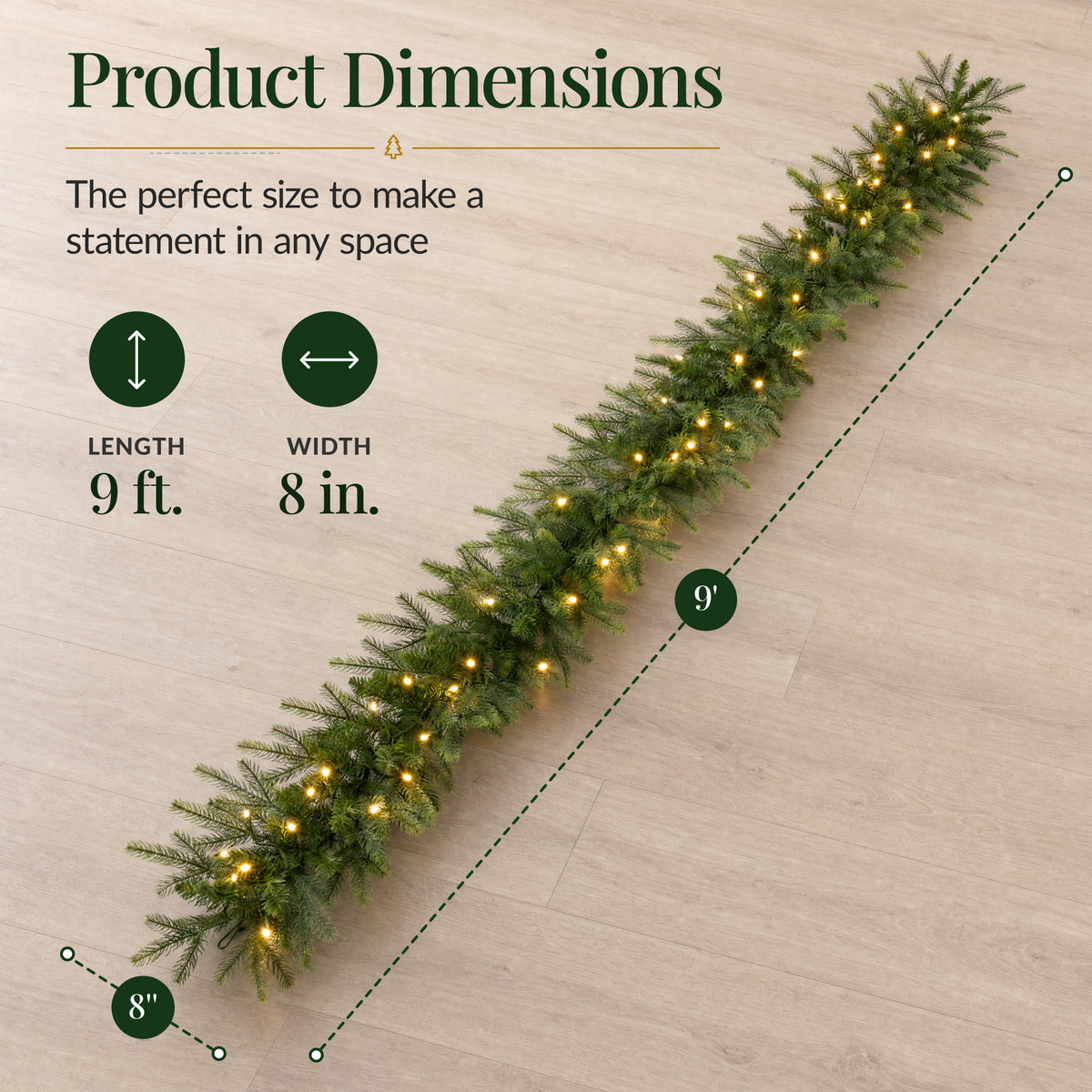 Artificial Pre-Lit Christmas Garland Aspen w/ White Lights