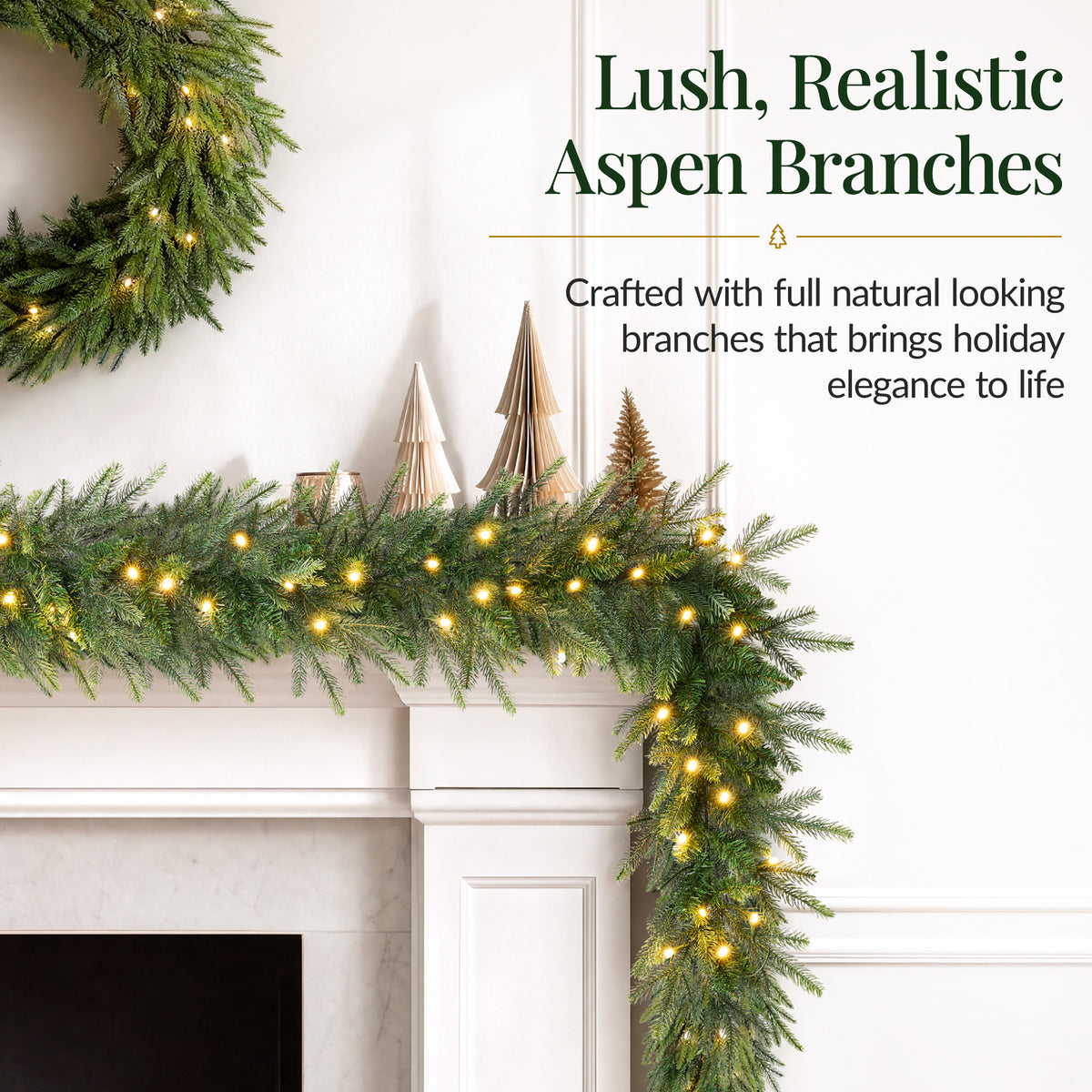 Artificial Pre-Lit Christmas Garland Aspen w/ White Lights
