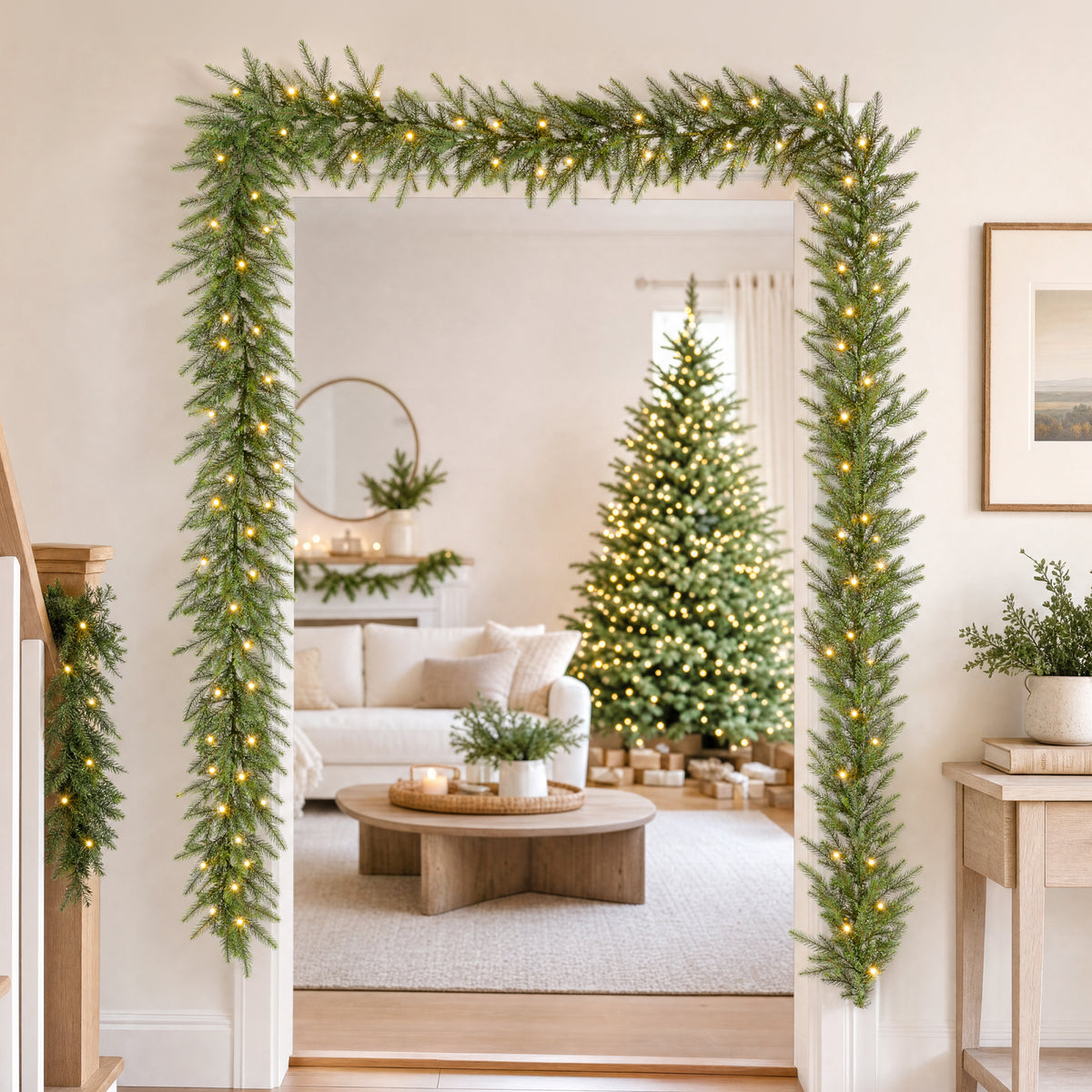 Artificial Pre-Lit Christmas Garland Aspen w/ White Lights