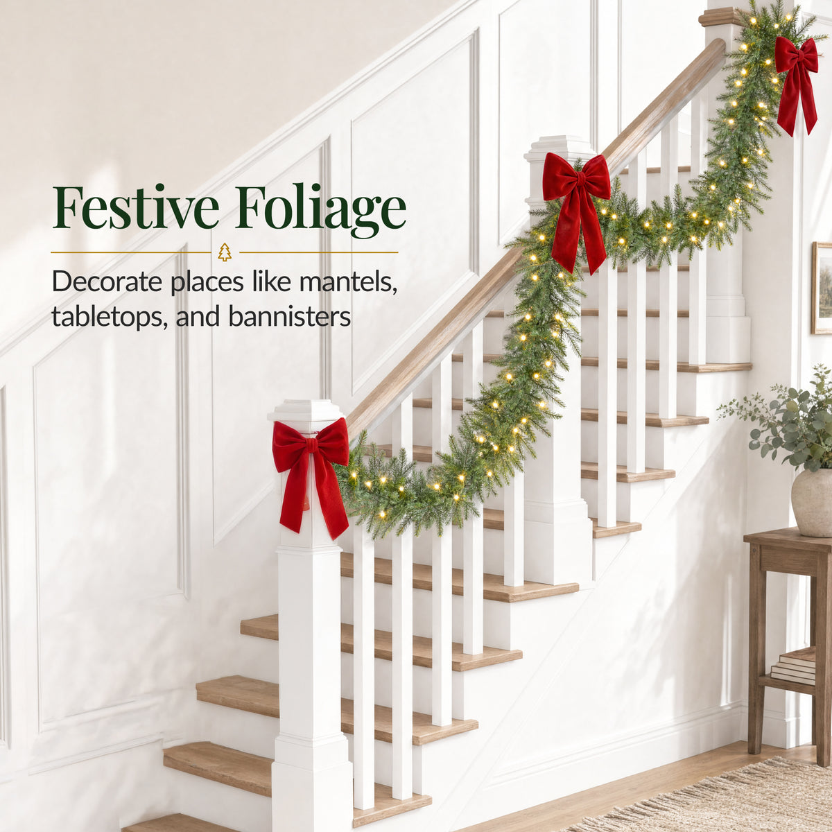 Artificial Pre-Lit Christmas Garland Aspen w/ White Lights