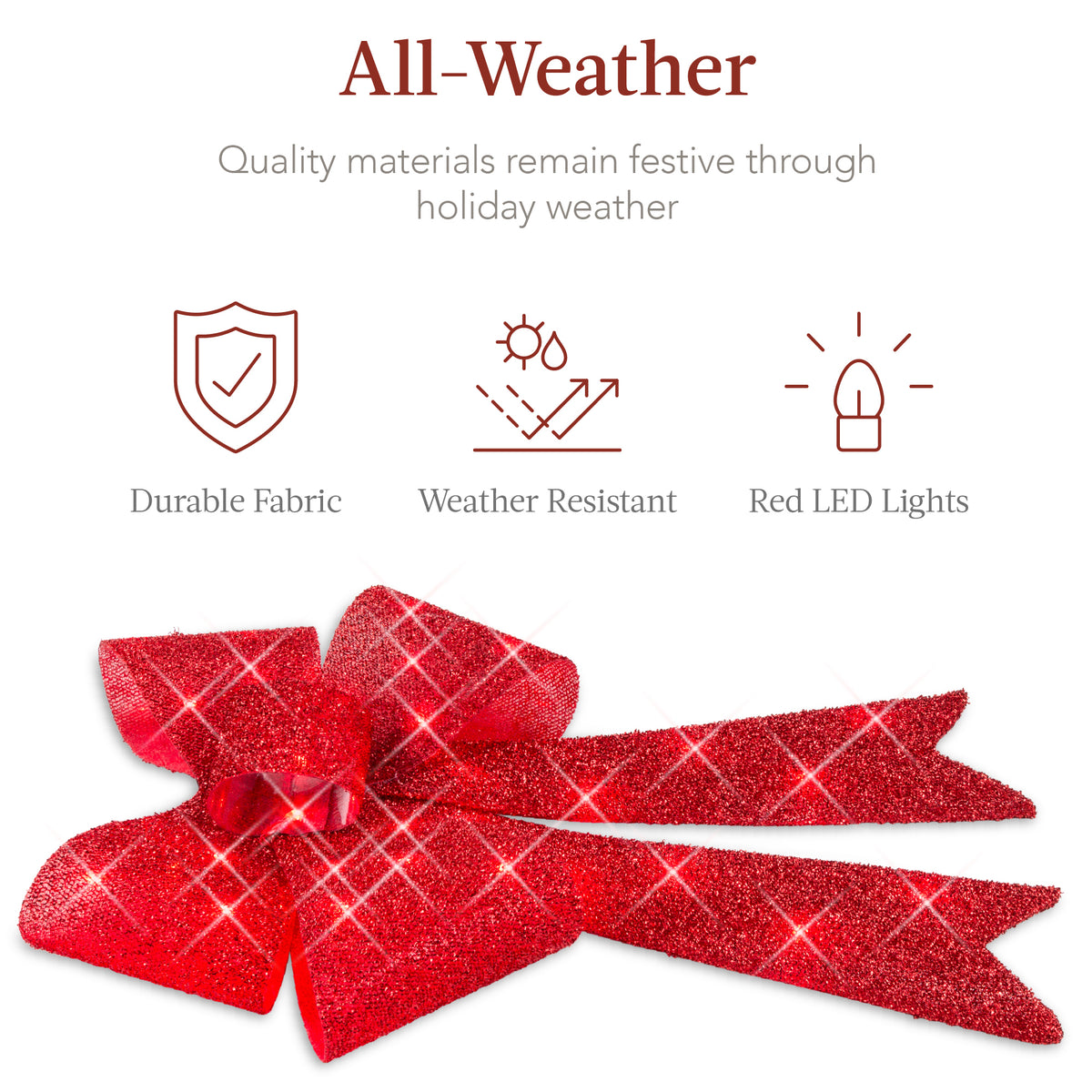 Set of 3 12" Bows Pre-Lit Christmas Outdoor LED Holiday Decor