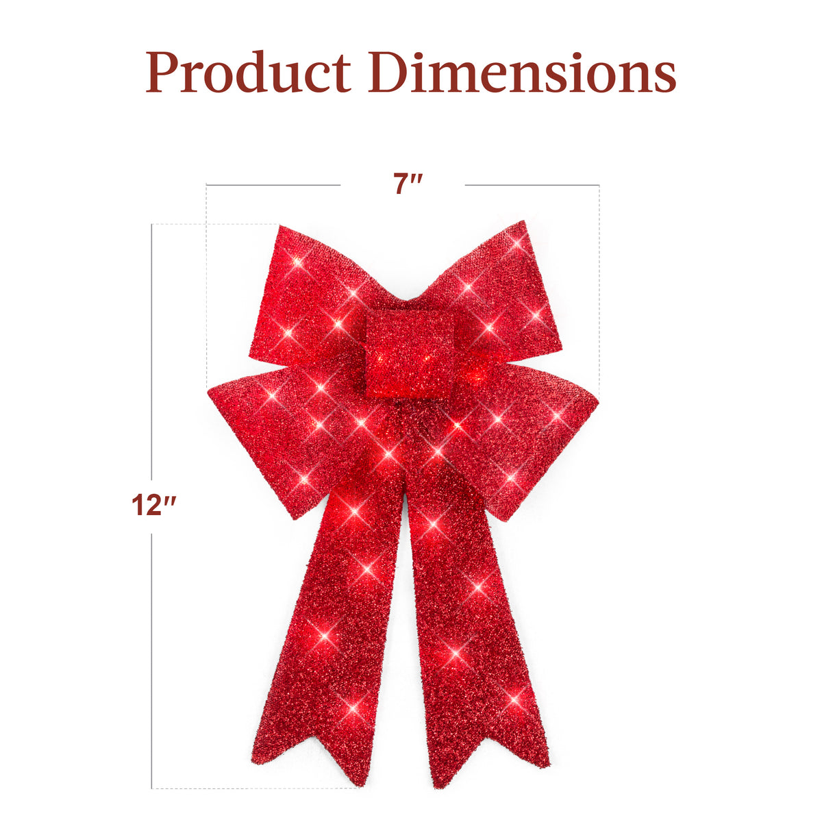 Set of 3 12" Bows Pre-Lit Christmas Outdoor LED Holiday Decor