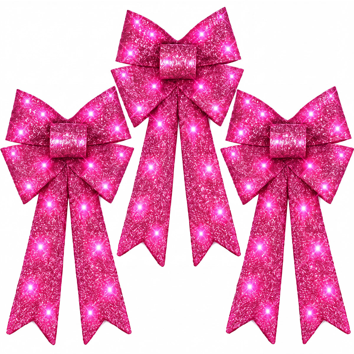 Set of 3 24" Bows Pre-Lit Christmas Outdoor LED Holiday Decor