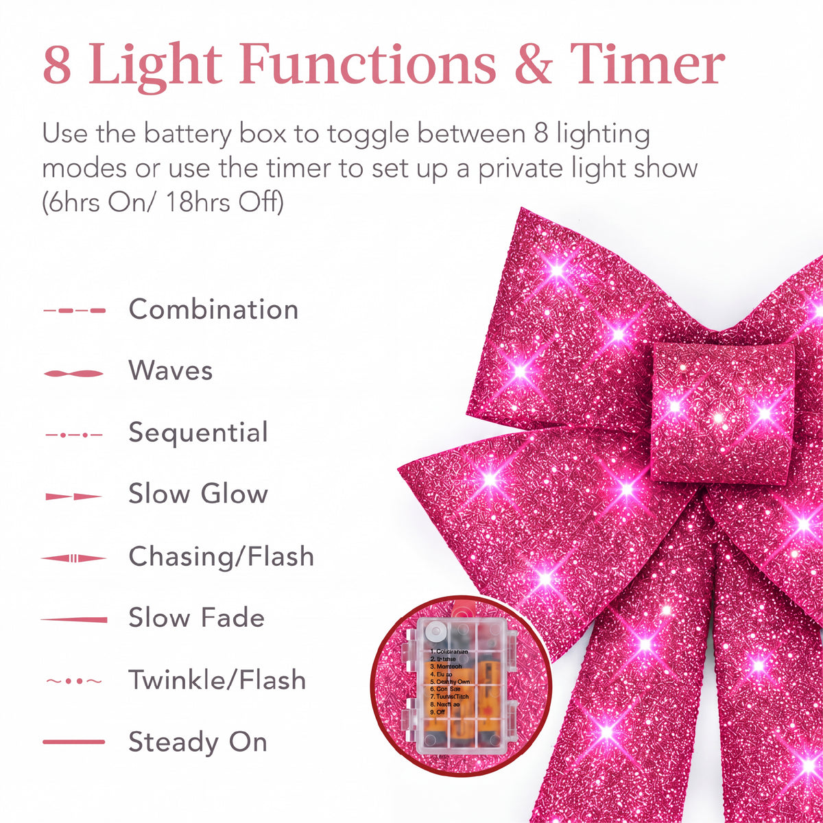Set of 3 24" Bows Pre-Lit Christmas Outdoor LED Holiday Decor