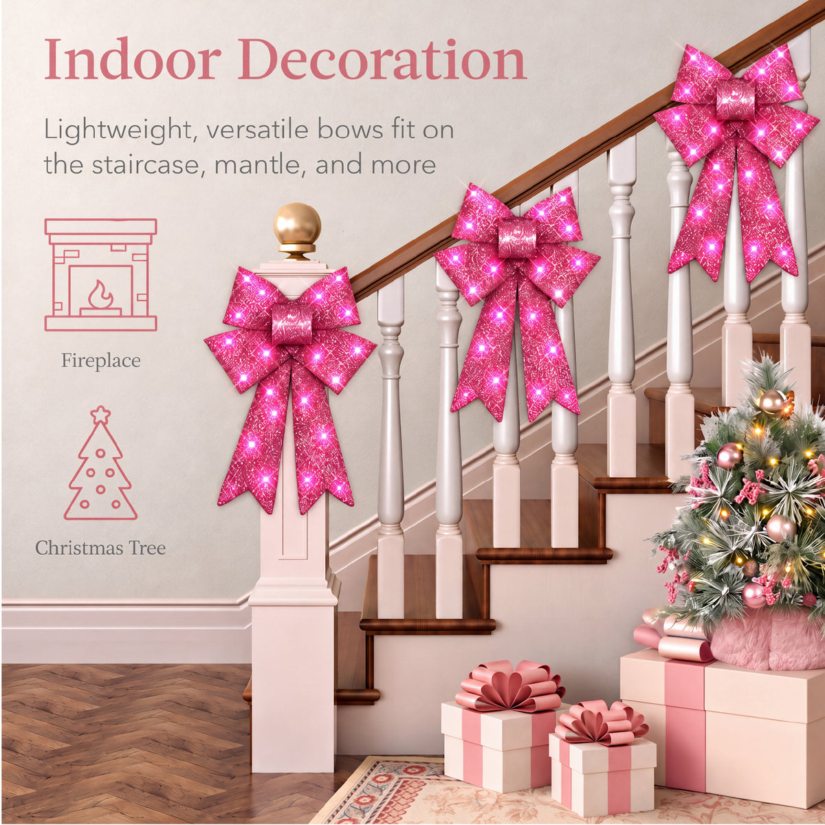 Set of 3 24" Bows Pre-Lit Christmas Outdoor LED Holiday Decor