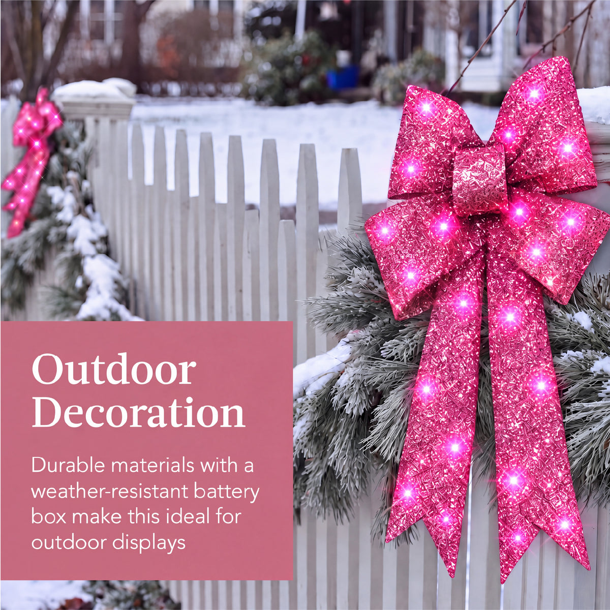 Set of 3 24" Bows Pre-Lit Christmas Outdoor LED Holiday Decor