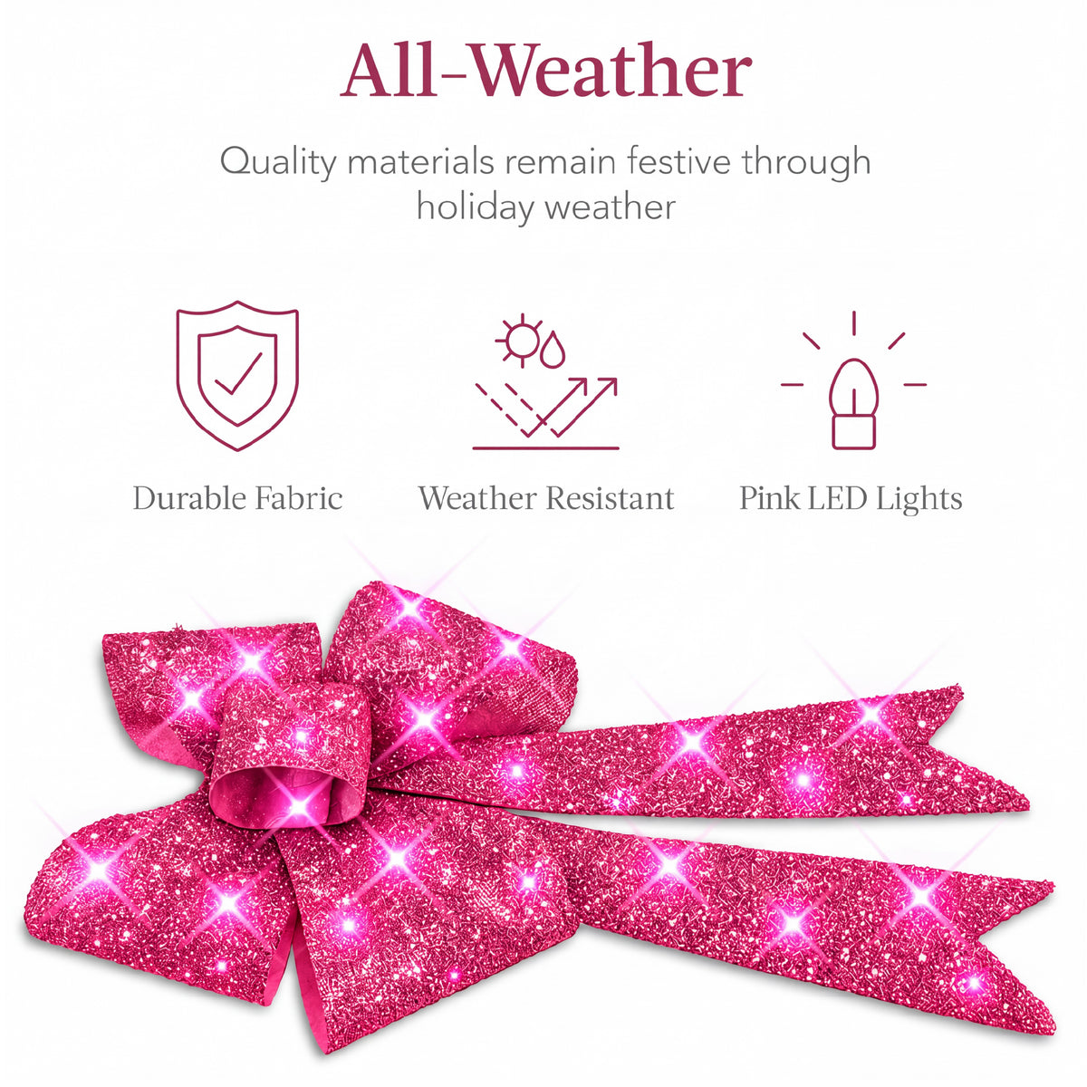 Set of 3 24" Bows Pre-Lit Christmas Outdoor LED Holiday Decor
