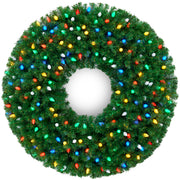 Large Artificial Pre-Lit Christmas Wreath with Twinkling C7 LED Bulbs