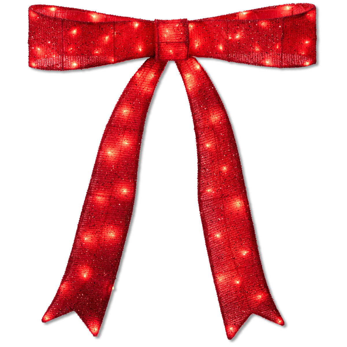 Large Pre-Lit Christmas Bow Slim Lighted Decor, XL Outdoor Red Bow w/ LEDs