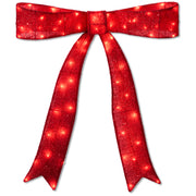 Large Pre-Lit Christmas Bow Slim Lighted Decor, XL Outdoor Red Bow w/ LEDs