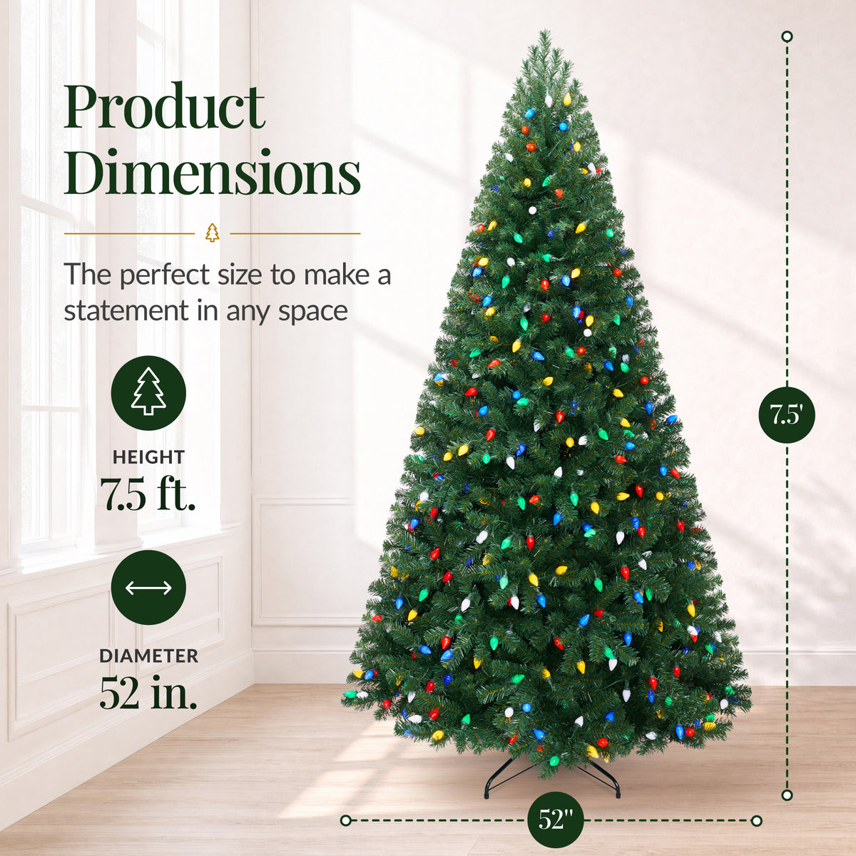 Artificial Christmas Tree with C7 Viral Twinkling Lights, PreLit Spruce