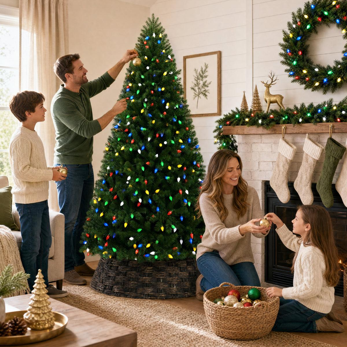 Artificial Christmas Tree with C7 Viral Twinkling Lights, PreLit Spruce